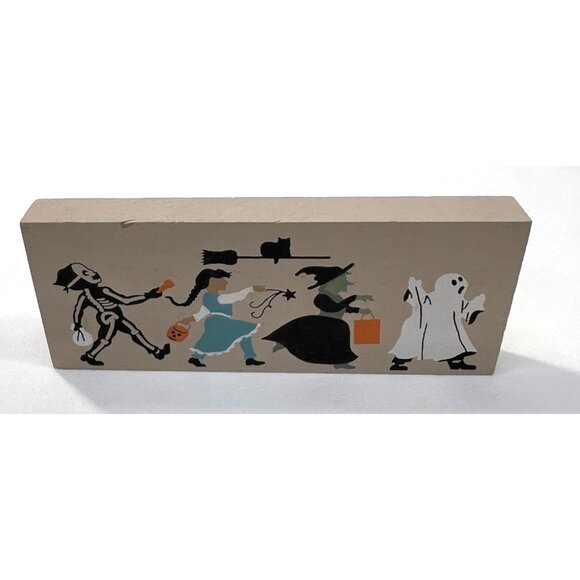 Cats Meow Halloween Wooden Decor Block With Spooky Characters - Picture 2 of 2